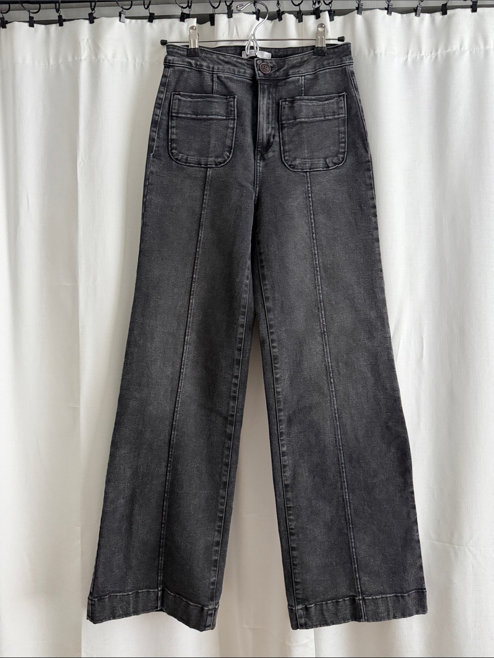 LC Lauren Conrad Black Wide-Leg Jeans with Front Patch Pockets